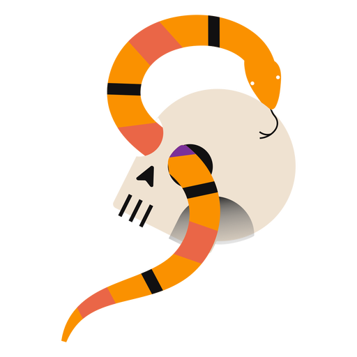 Snake through skull flat PNG Design