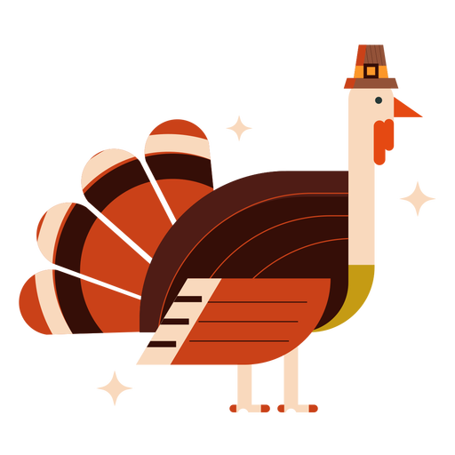 Turkey with hat flat PNG Design