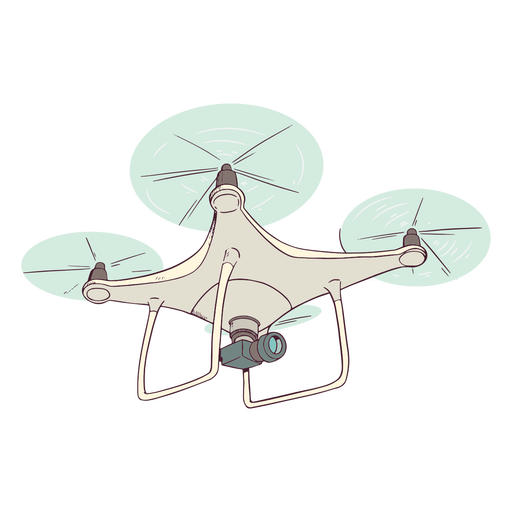 White drone with camera illustration - Transparent PNG & SVG vector file