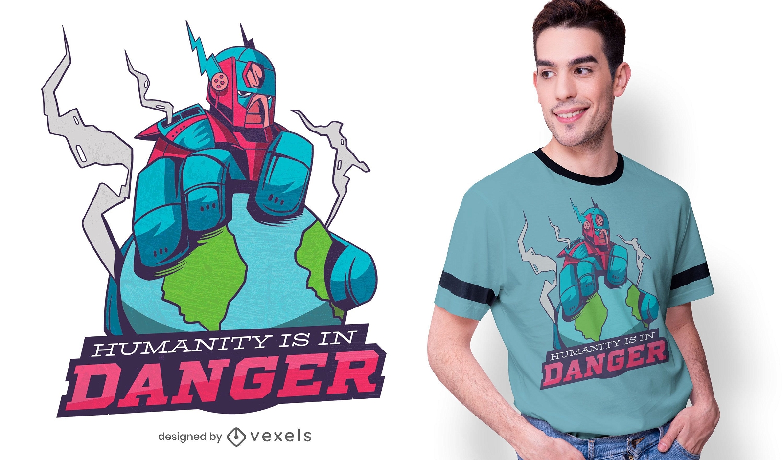 Design de camiseta do Robot Avenger