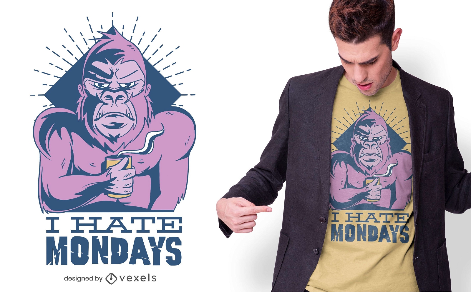 Monkey Hates Monday T-shirt Design