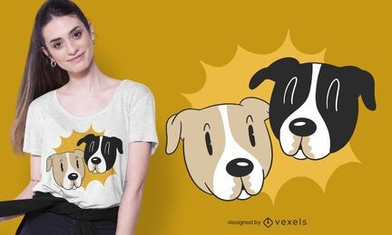 Cartoon Dog Faces T-shirt Design Vector Download