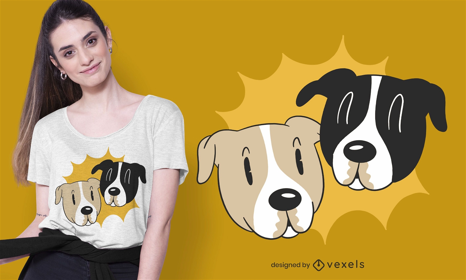 Diseño de camiseta Cartoon Dog Faces