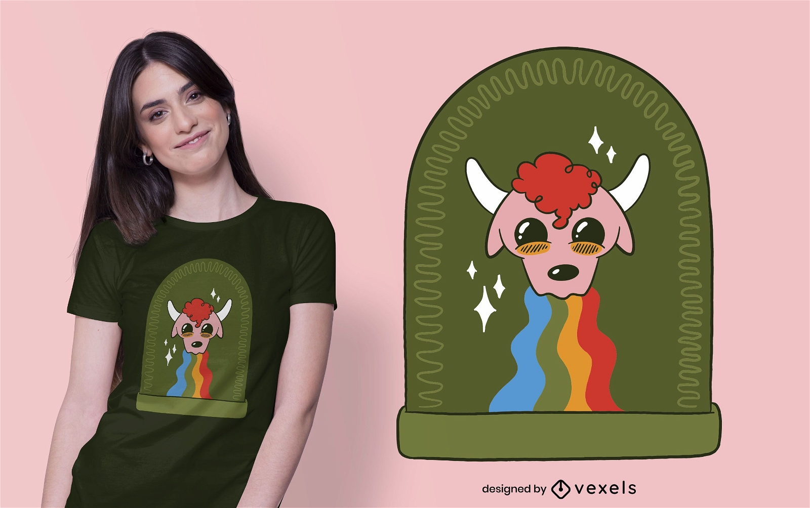 Rainbow Bull T-shirt Design