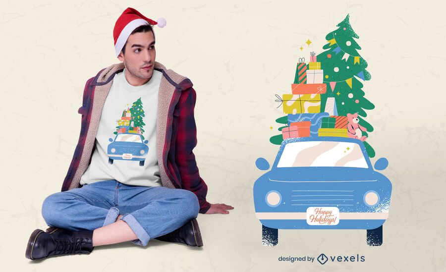 Design de t-shirt de carro de Natal Design de t-shirt de carro de Natal