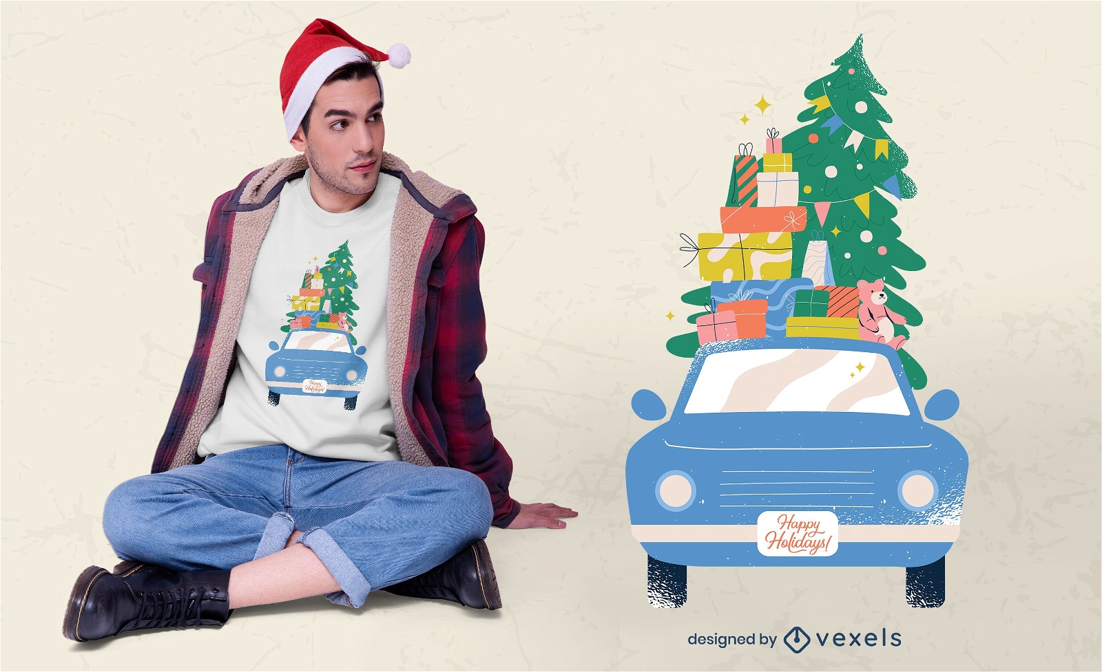 Design de t-shirt de carro de Natal