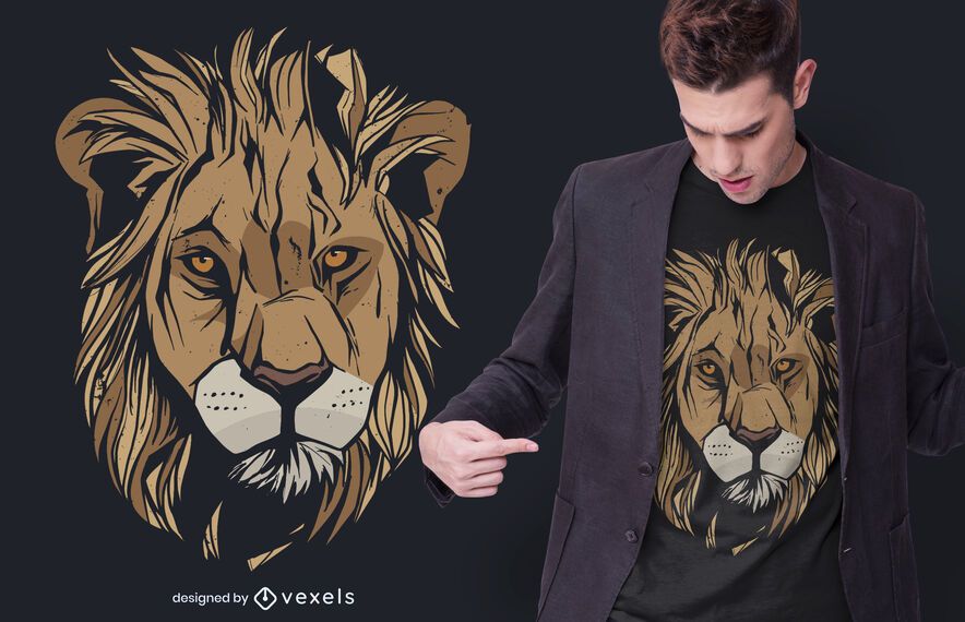Diseño de camiseta grunge cabeza de león Diseño de camiseta grunge cabeza de león