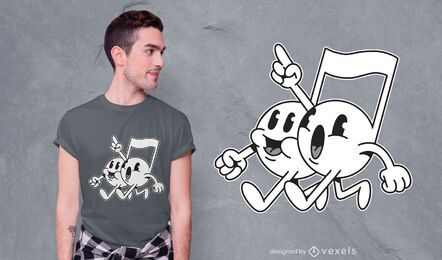 Music notes cartoon t-shirt design