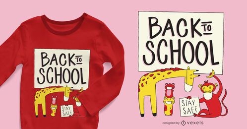 Design de camisetas de animais de volta à escola