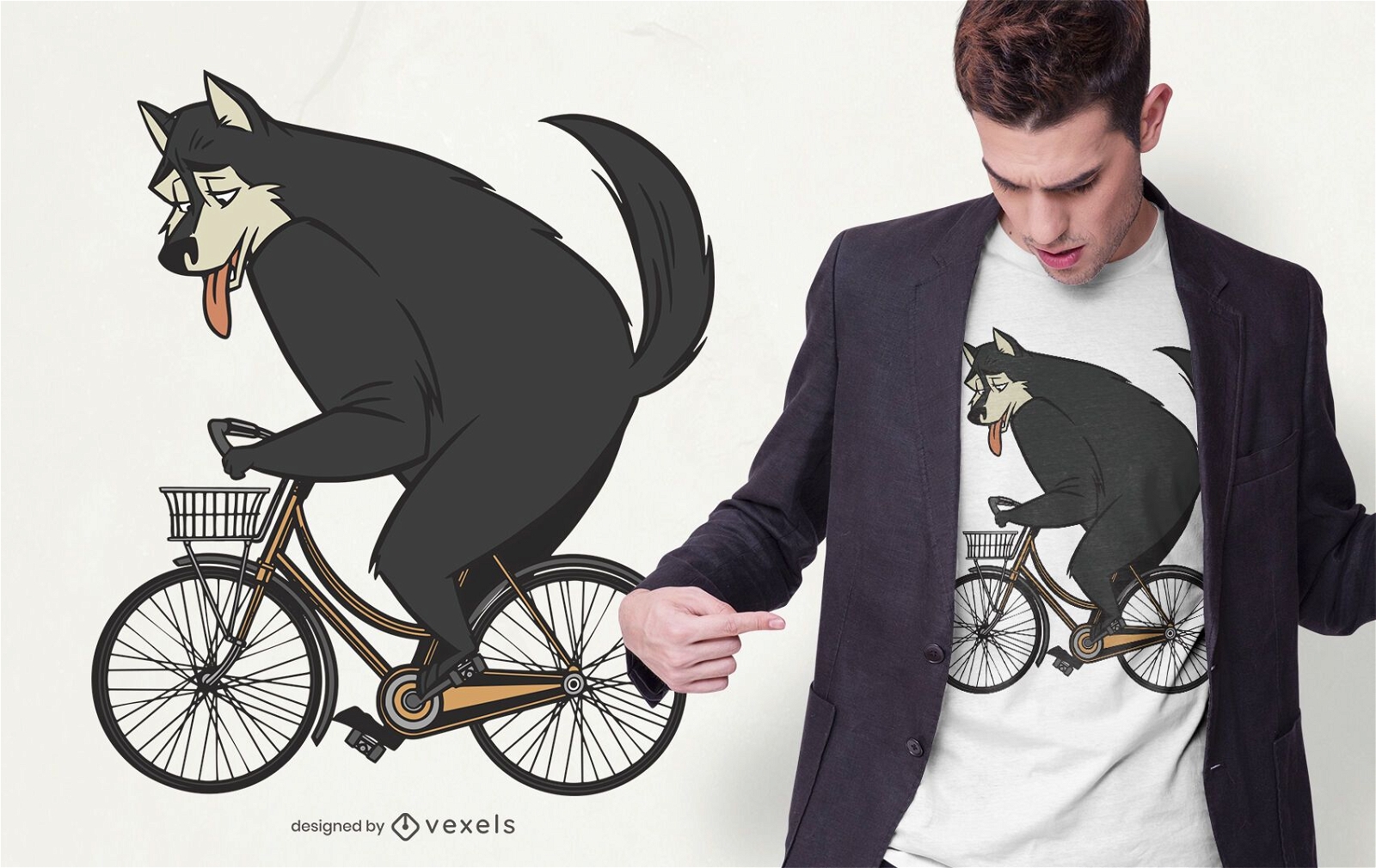 Black Wolf Bike T-shirt Design