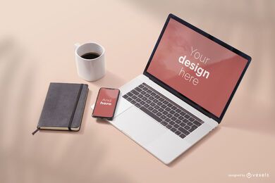 Composición de maqueta de pantalla de dispositivos electrónicos