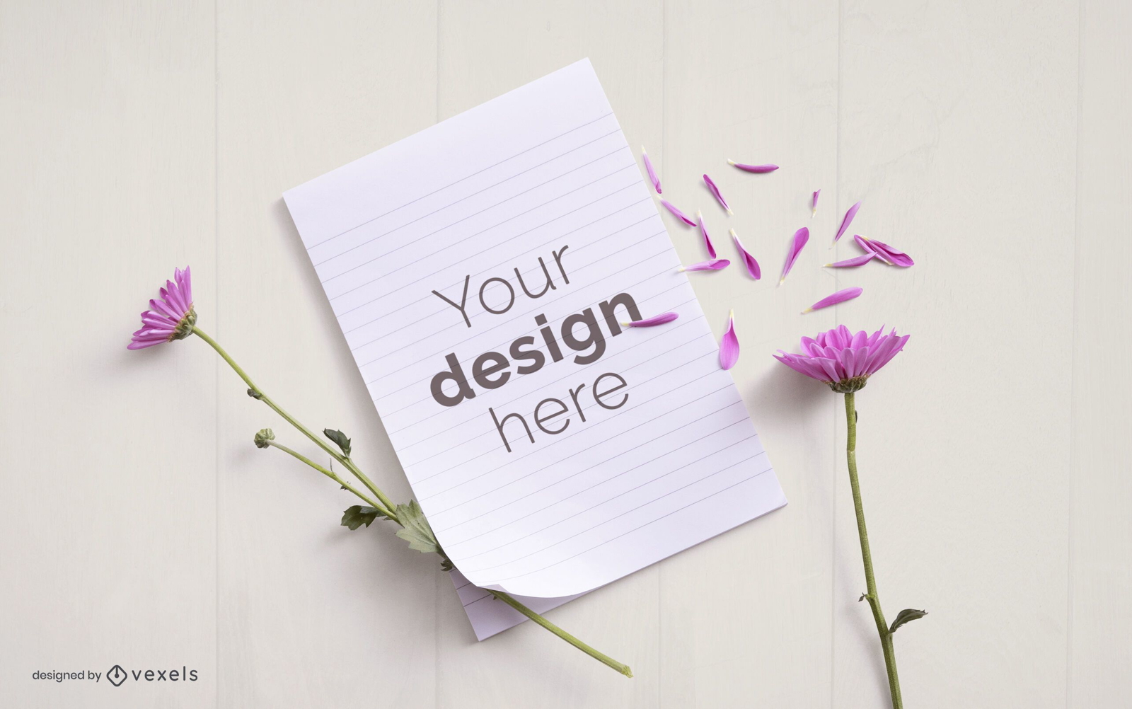 Flower paper mockup composition