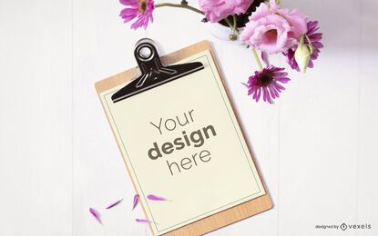 Clipboard flower mockup composition