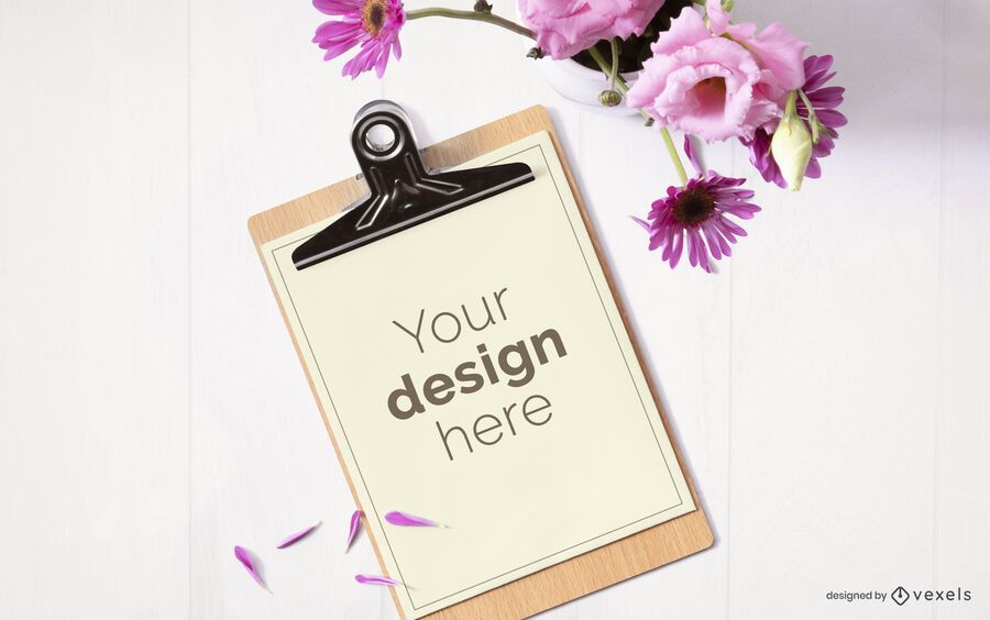 Clipboard flower mockup composition Clipboard flower mockup composition