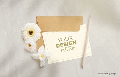 Composición de maqueta de flor de tarjeta de felicitación
