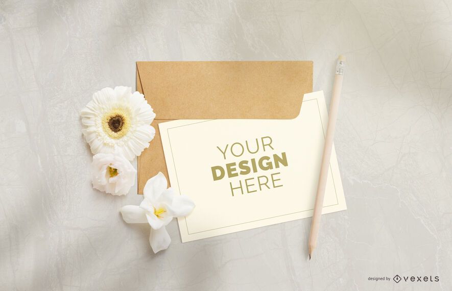 Greeting card flower mockup composition Greeting card flower mockup composition
