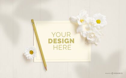 Composição de maquete de flores para cartão comemorativo
