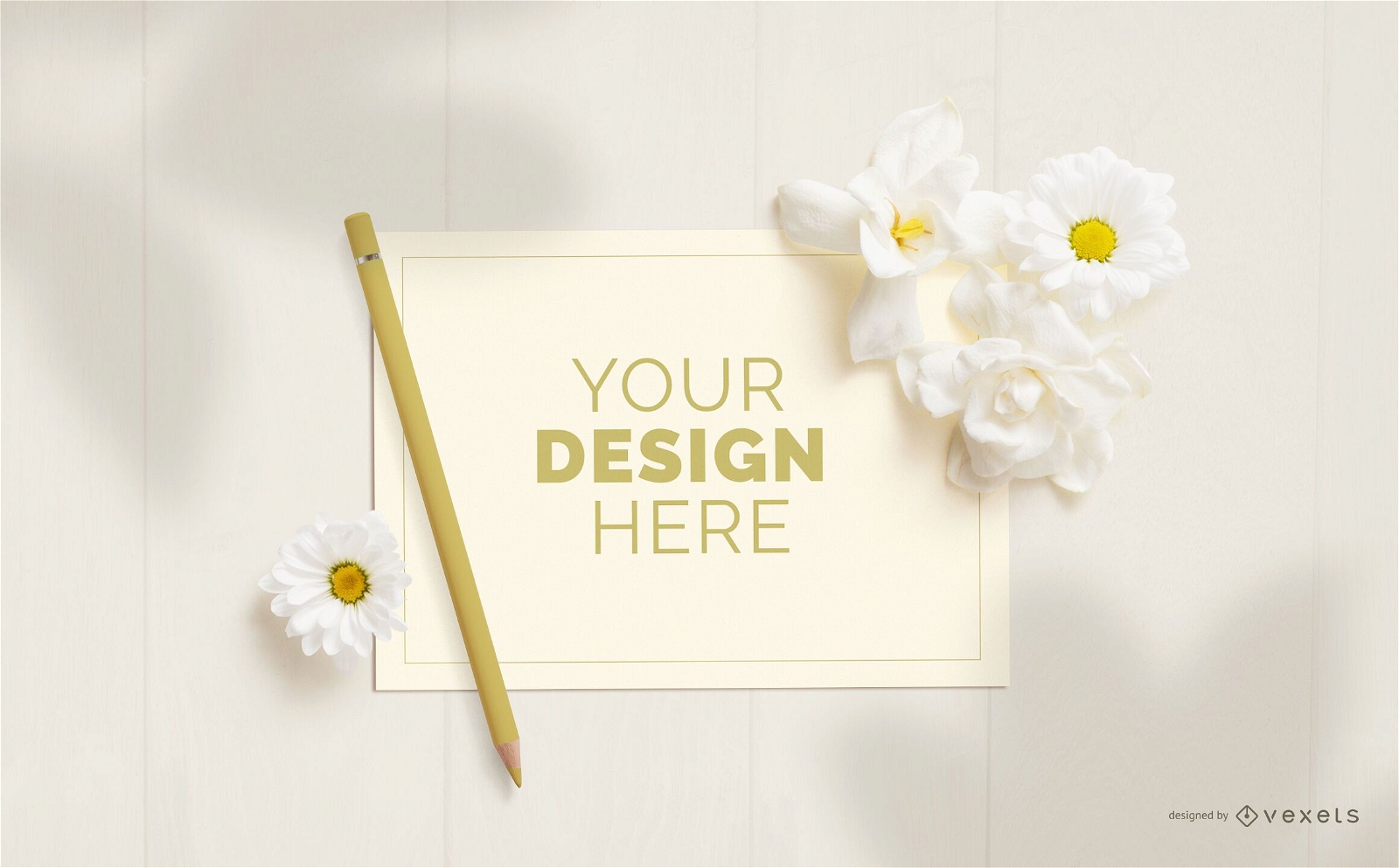Greeting card flowers mockup composition