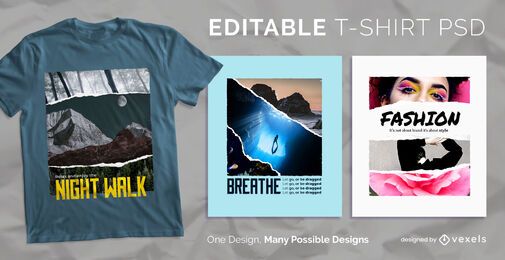 Zerrissenes Papier skalierbares T-Shirt psd