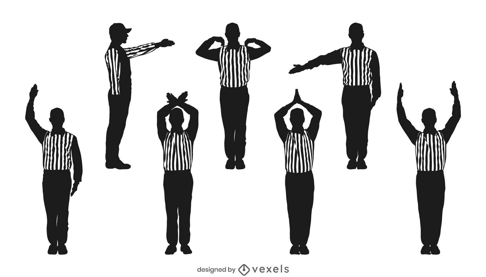 American Football Referee Silhouette Set