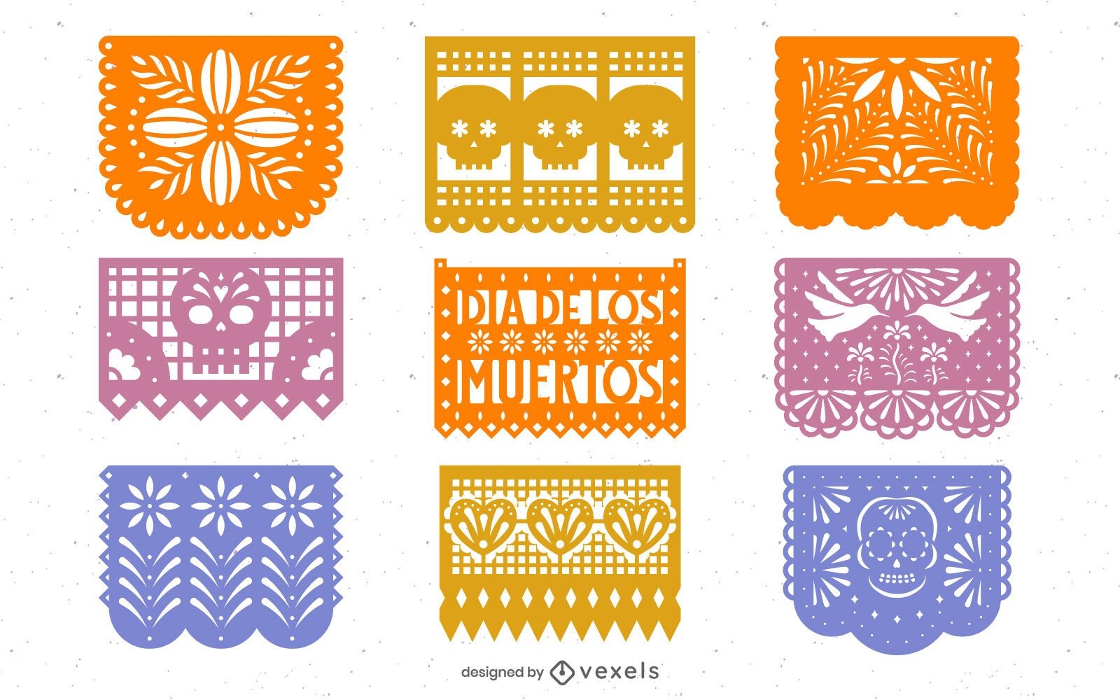Day Of The Dead Papel Picado Design Pack Vector Download