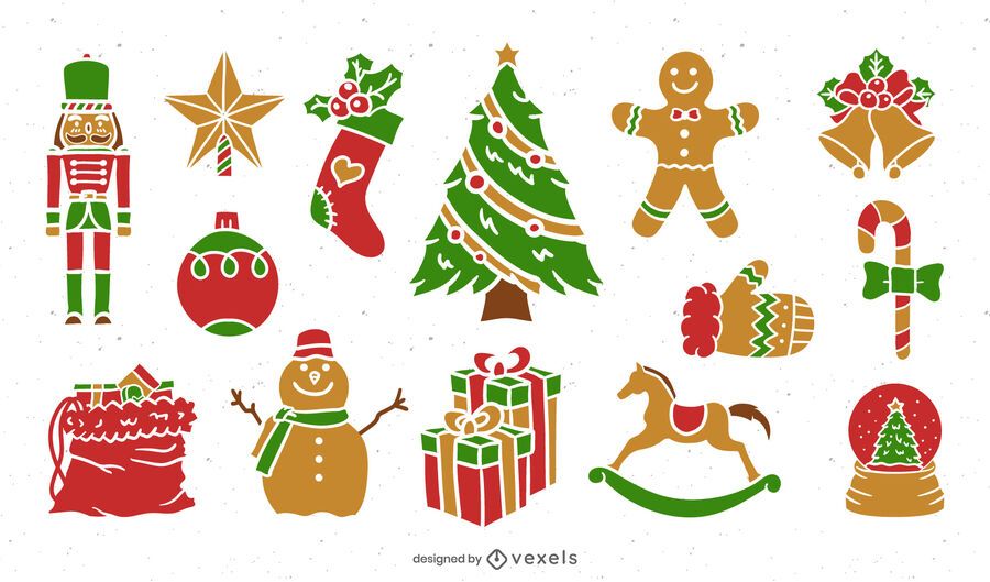 Flat christmas elements set Flat christmas elements set