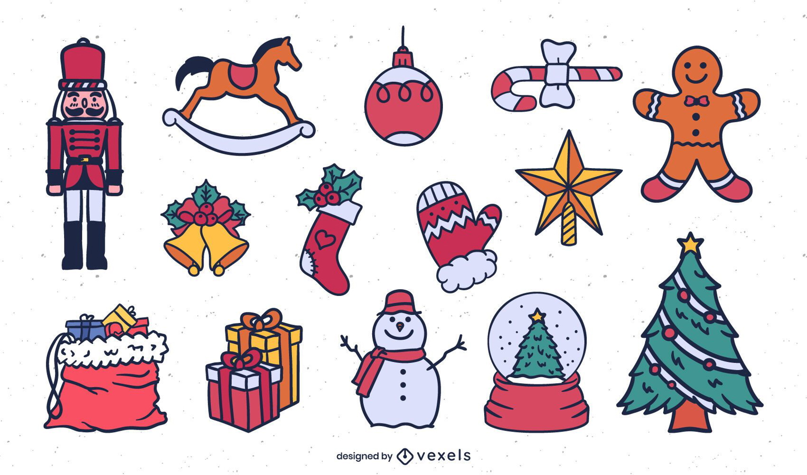 Conjunto de ilustração simples de elementos de Natal
