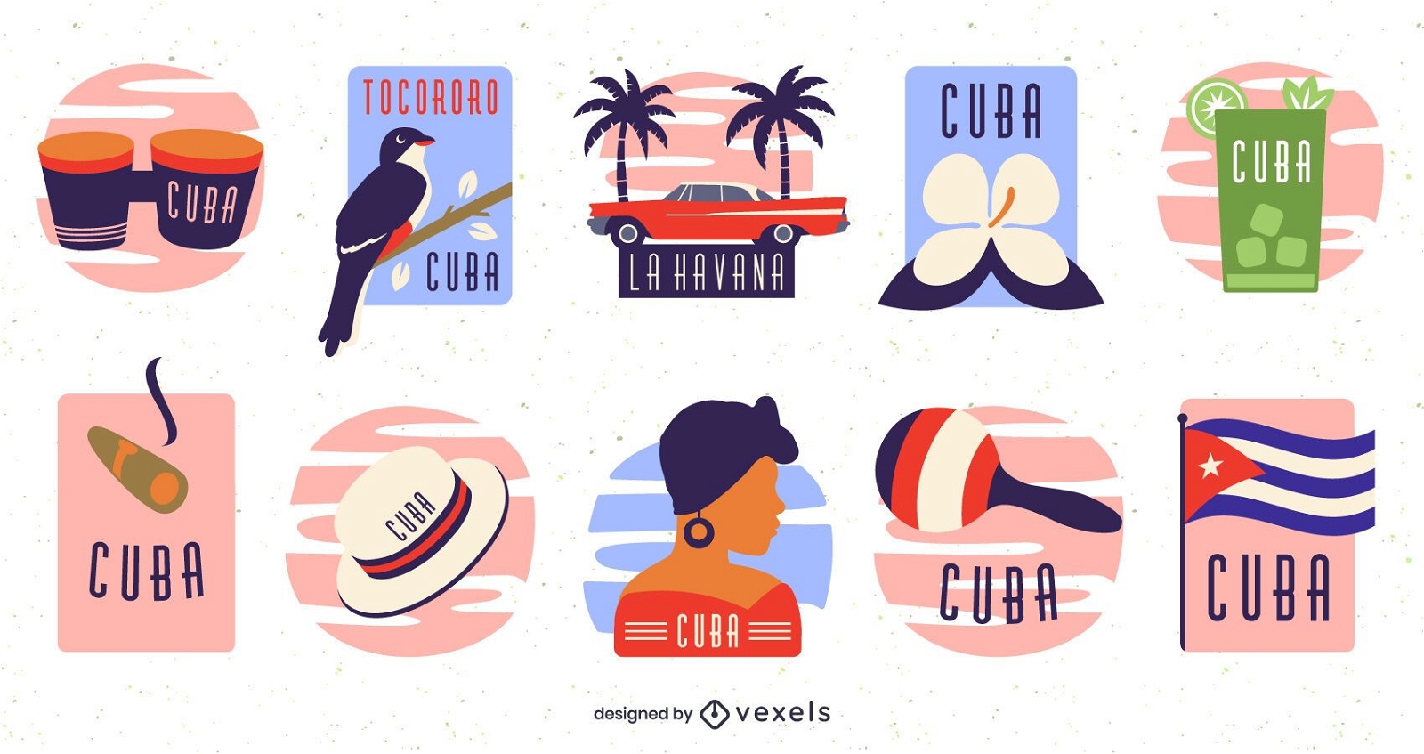 Cuba elements flat set