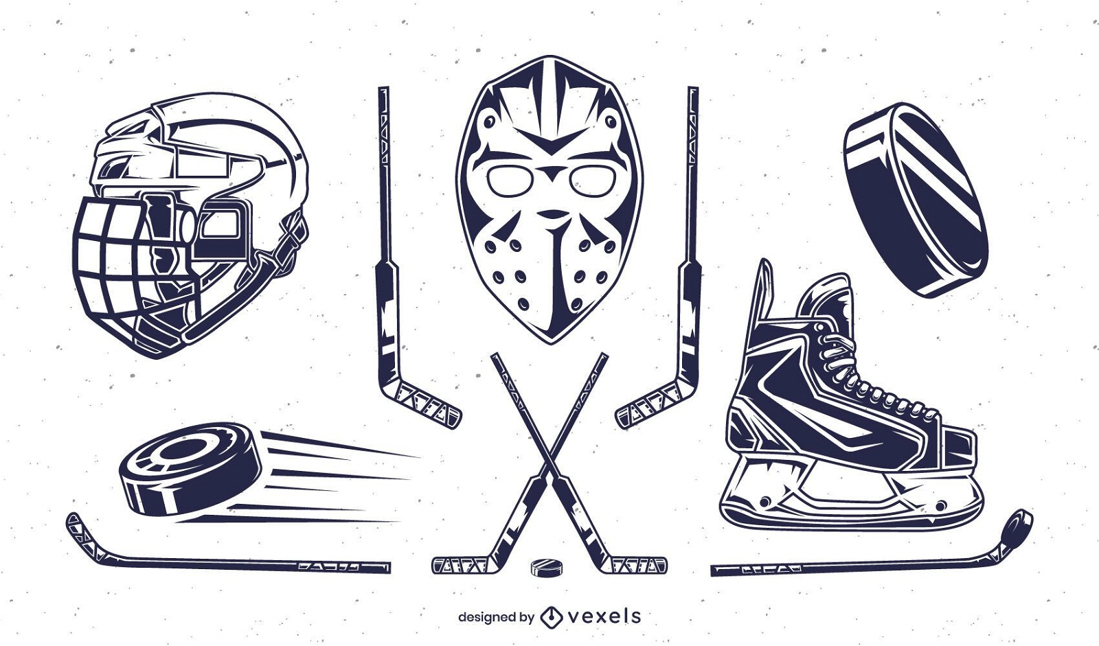 Ice hockey elements set