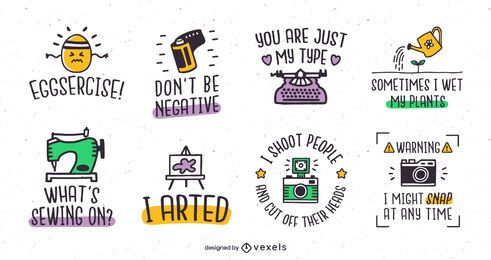 Hobby puns badge set Hobby puns badge set