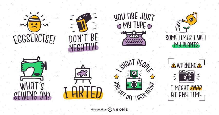 Hobby puns badge set Hobby puns badge set