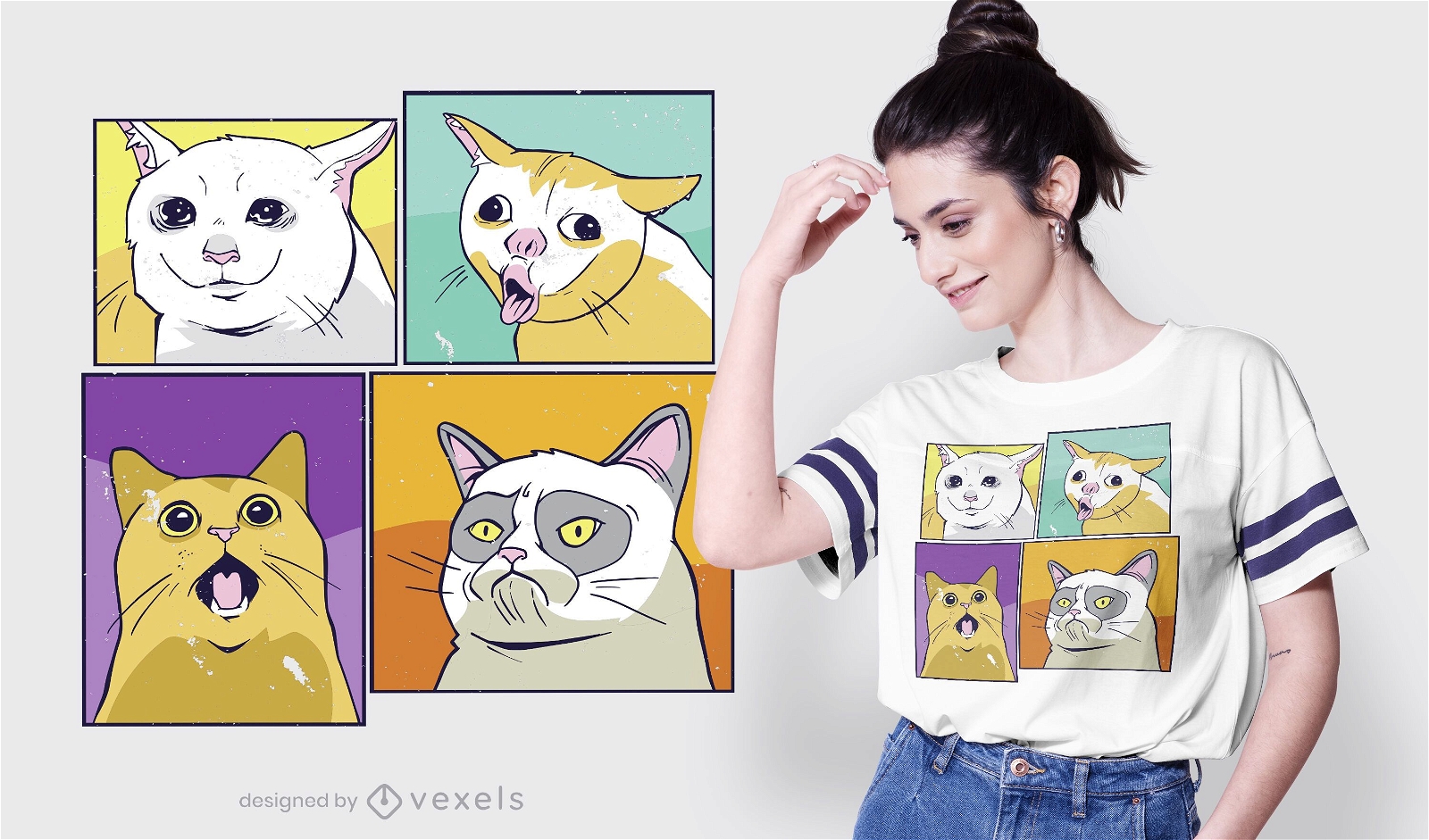 Design de camisetas de gatos meme