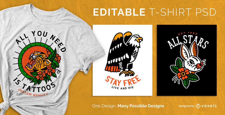 Diseño de camiseta de tatuaje psd Diseño de camiseta de tatuaje psd