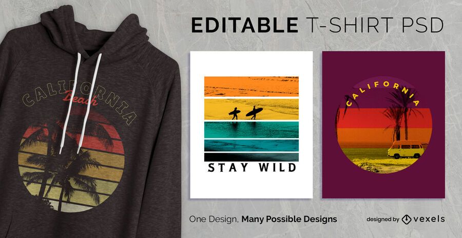 Vintage sunset t-shirt design psd Vintage sunset t-shirt design psd
