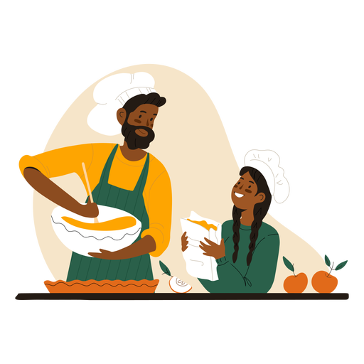 Black man and woman cooking character