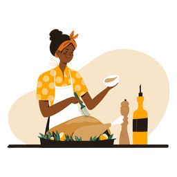 Black woman cooking character PNG Design