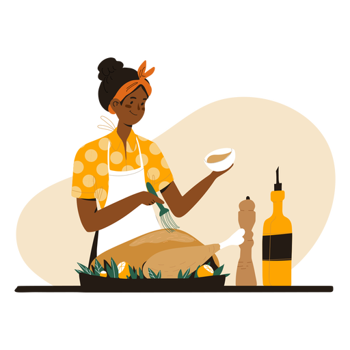 Black woman cooking character PNG Design