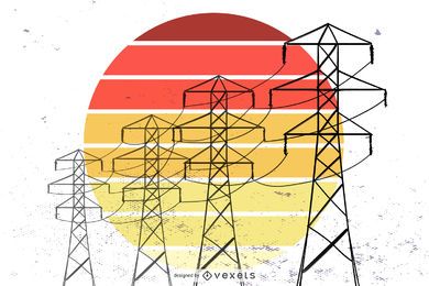 Torre eléctrica retro vector gratuito