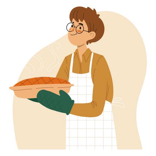 Download Cook holding a pie character - Transparent PNG & SVG vector file