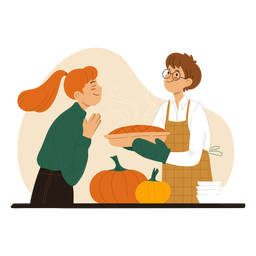 Couple cooking a pie characters PNG Design