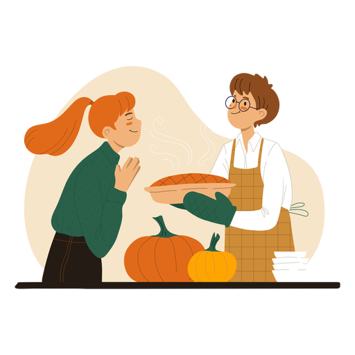 Couple cooking a pie characters