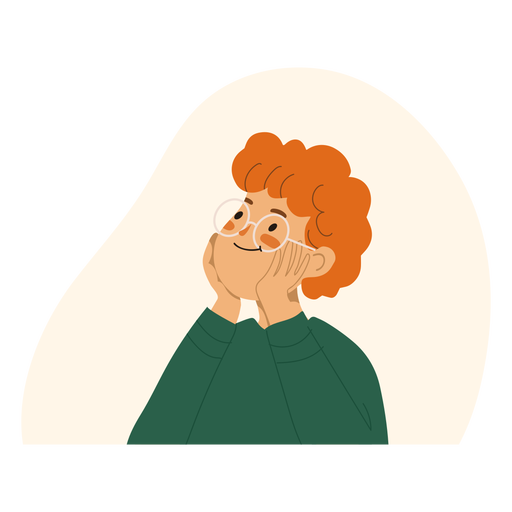 Ginger happily staring character PNG Design