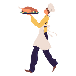Chef homem com personagem peru Desenho PNG