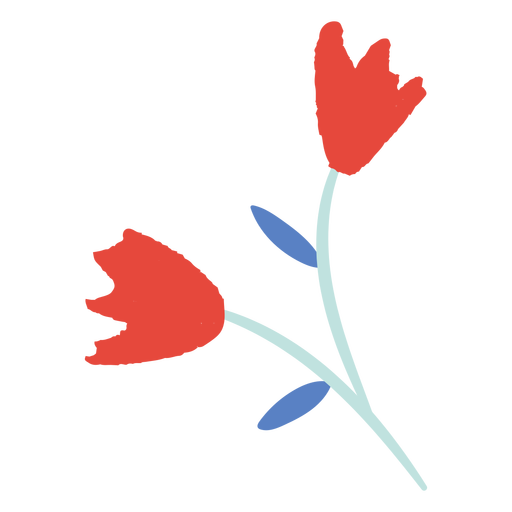 Flores de tulipanes rojos planos Diseño PNG