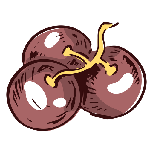 Ilustración de tres uvas Diseño PNG