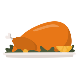 Plato de pavo plano Diseño PNG