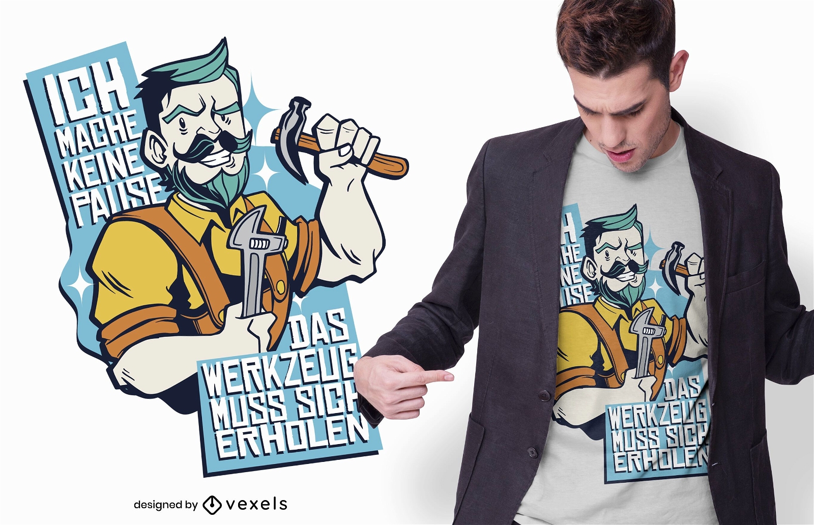 Diseño de camiseta alemán divertido manitas