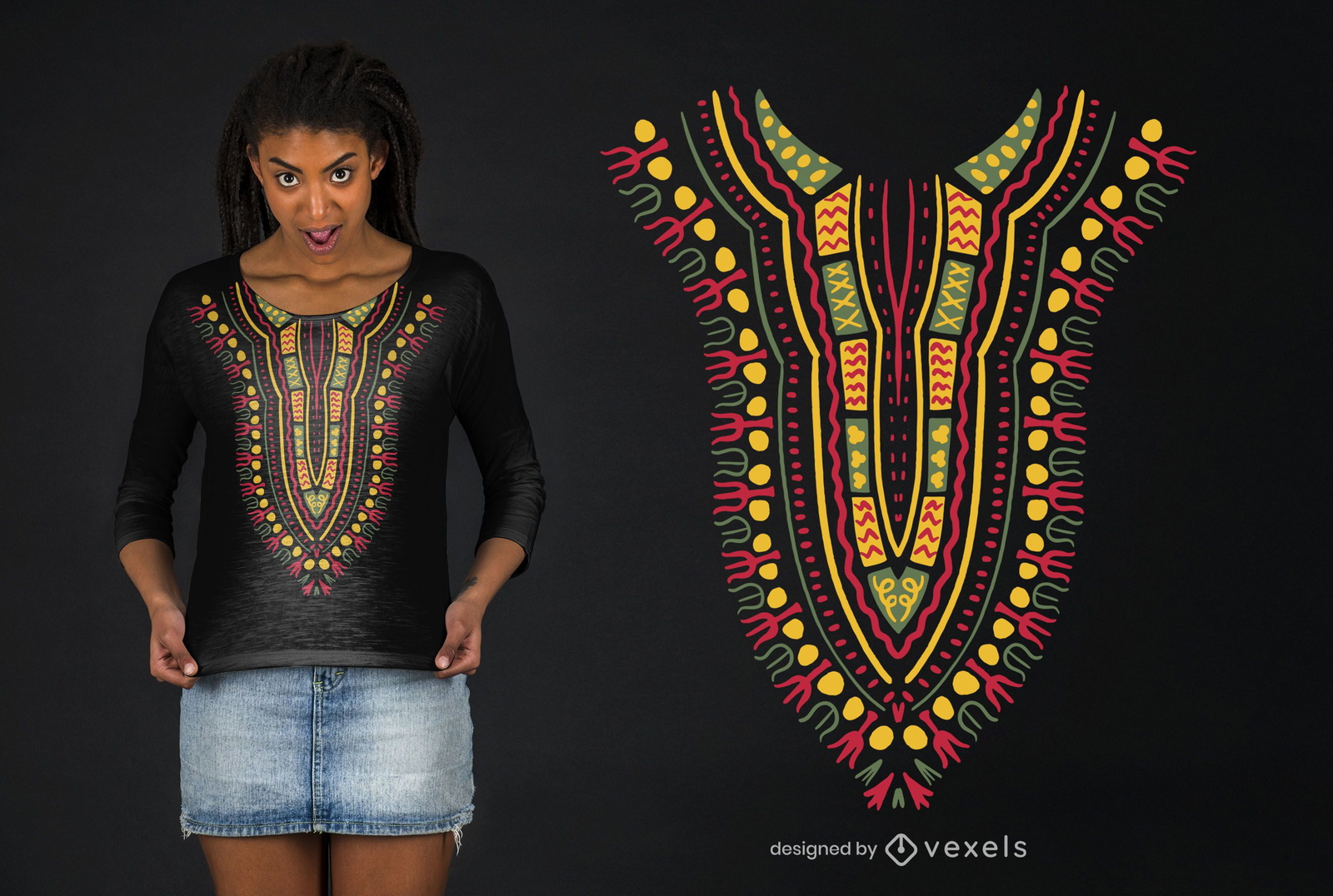 Diseño de camiseta con motivo Dashiki