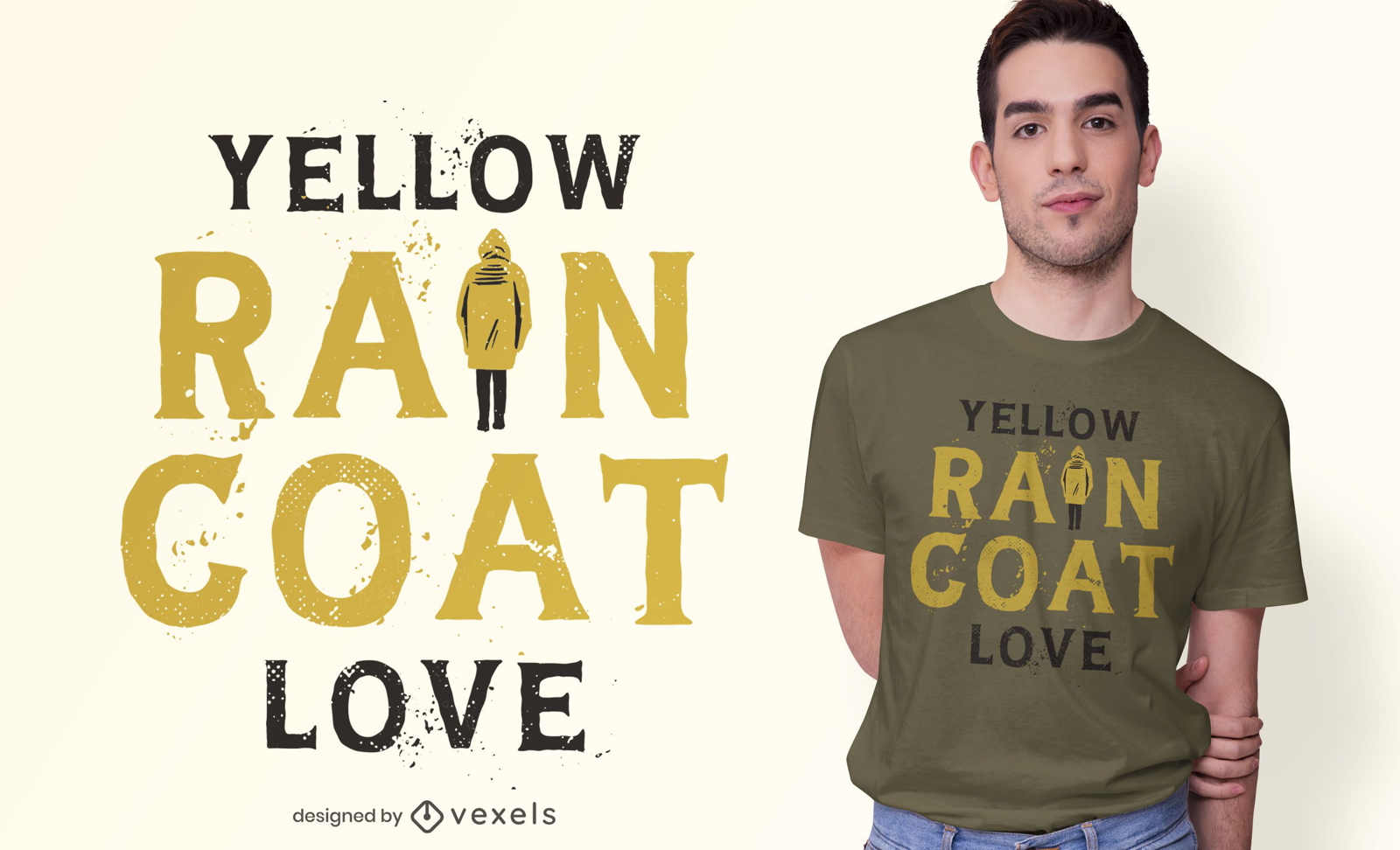 Gelber Regenmantel-Zitat-T-Shirt-Entwurf