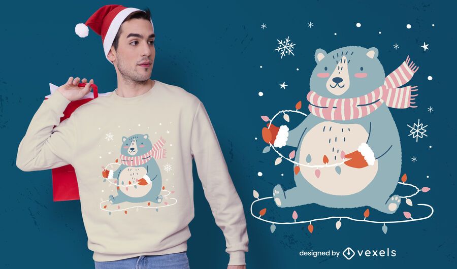 Design fofo de t-shirt de urso de natal Design fofo de t-shirt de urso de natal